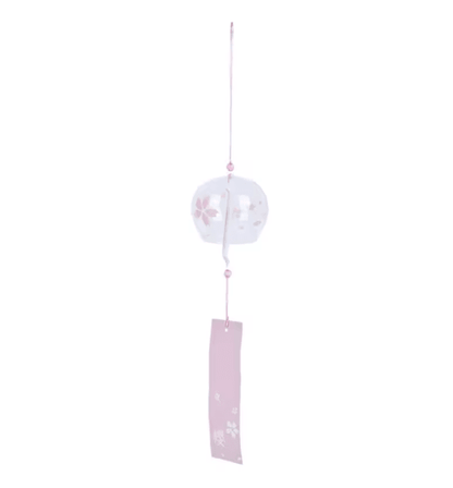 Japanese Sakura Glass Wind Chime Cherry Blossom Hanging Bell for Zen Home Decor