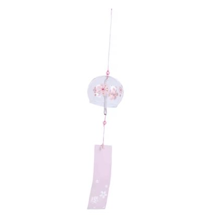 Japanese Sakura Glass Wind Chime Cherry Blossom Hanging Bell for Zen Home Decor