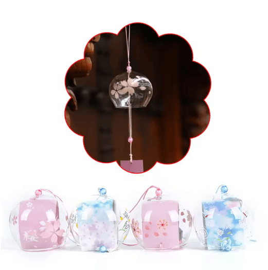Japanese Sakura Glass Wind Chime Cherry Blossom Hanging Bell for Zen Home Decor