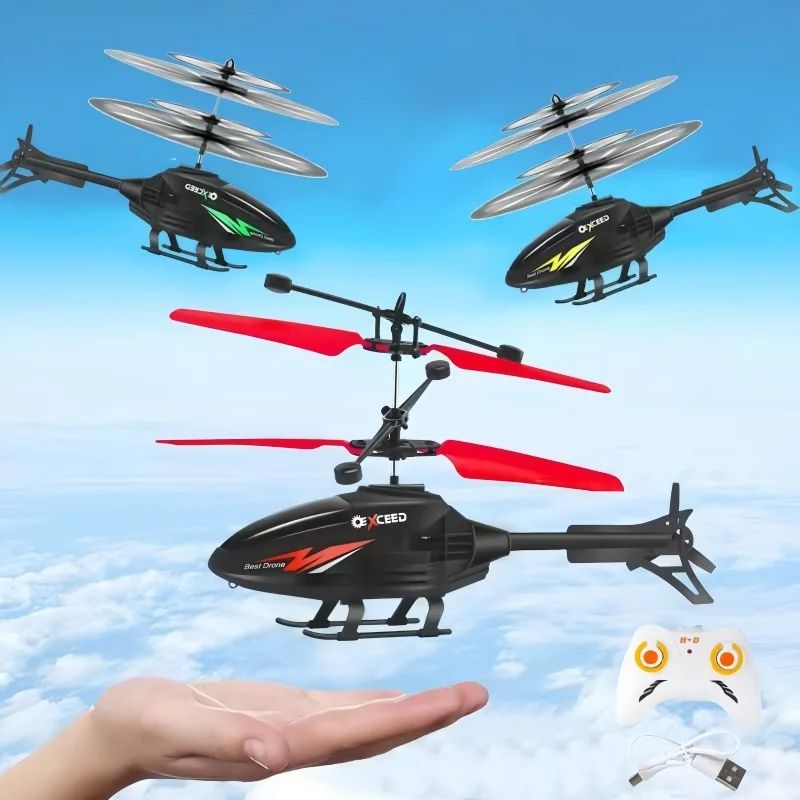 2 Channel Gesture Control RC Helicopter with LED Lights for Kids