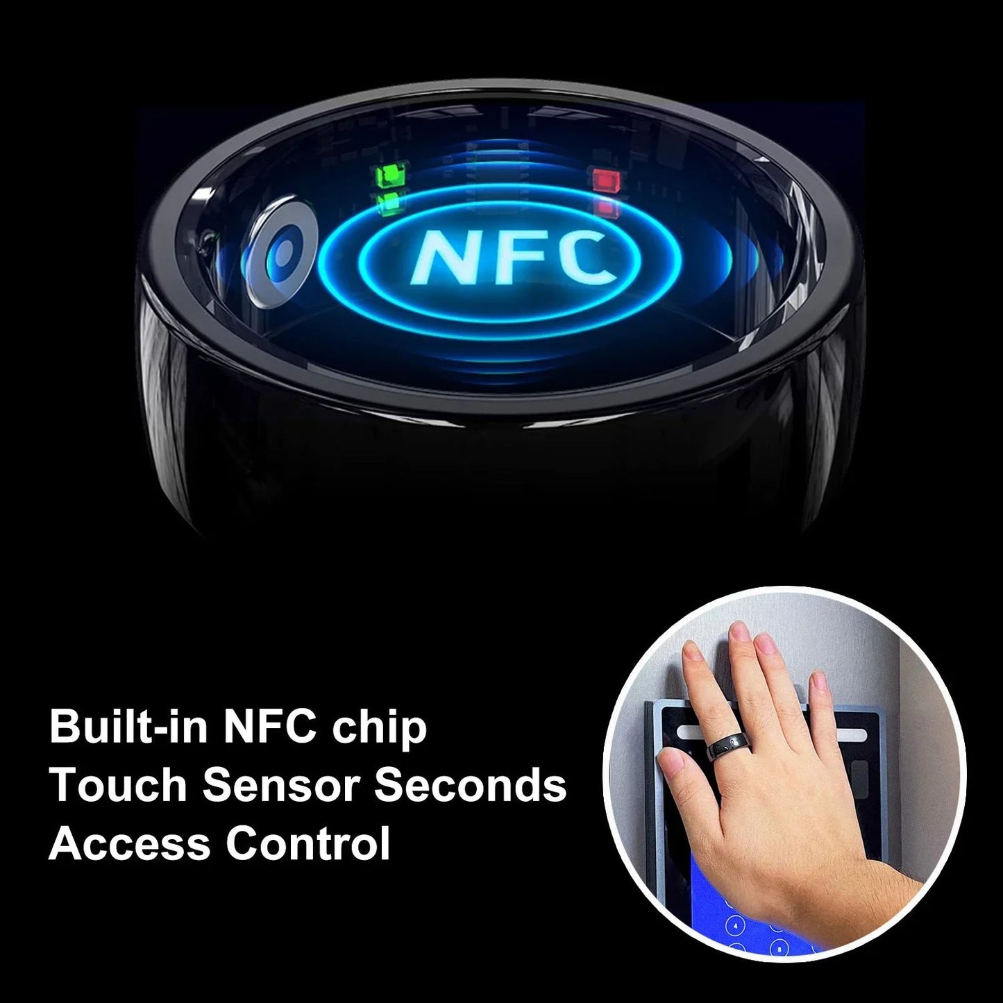 NFC Ceramic Smart Ring LED Gesture Control Health Sport Tracker