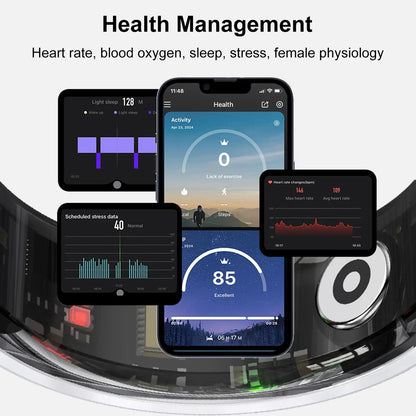 NFC Ceramic Smart Ring LED Gesture Control Health Sport Tracker