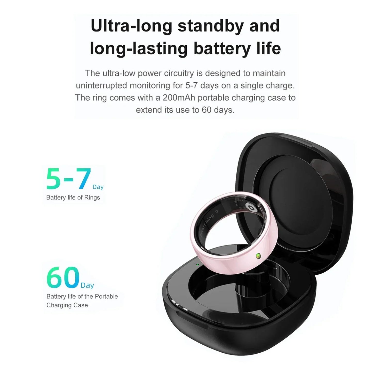 NFC Ceramic Smart Ring LED Gesture Control Health Sport Tracker