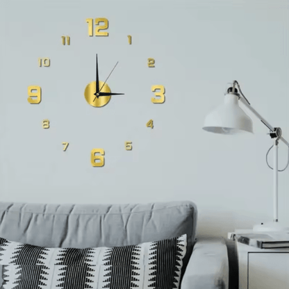 Large DIY 3D Wall Clock – Modern Acrylic Mirror Frameless Wall Clock Decor for Living Room & Home