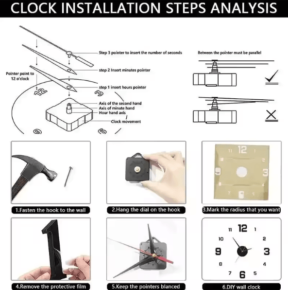 Large DIY 3D Wall Clock – Modern Acrylic Mirror Frameless Wall Clock Decor for Living Room & Home