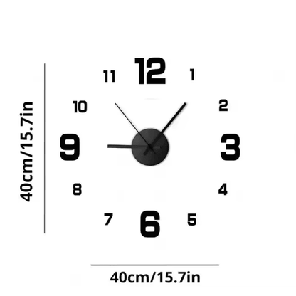 Large DIY 3D Wall Clock – Modern Acrylic Mirror Frameless Wall Clock Decor for Living Room & Home