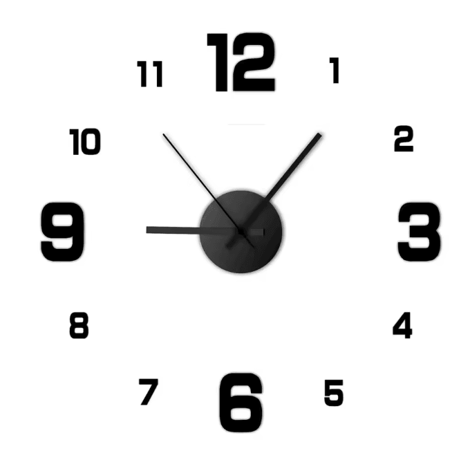 Large DIY 3D Wall Clock – Modern Acrylic Mirror Frameless Wall Clock Decor for Living Room & Home