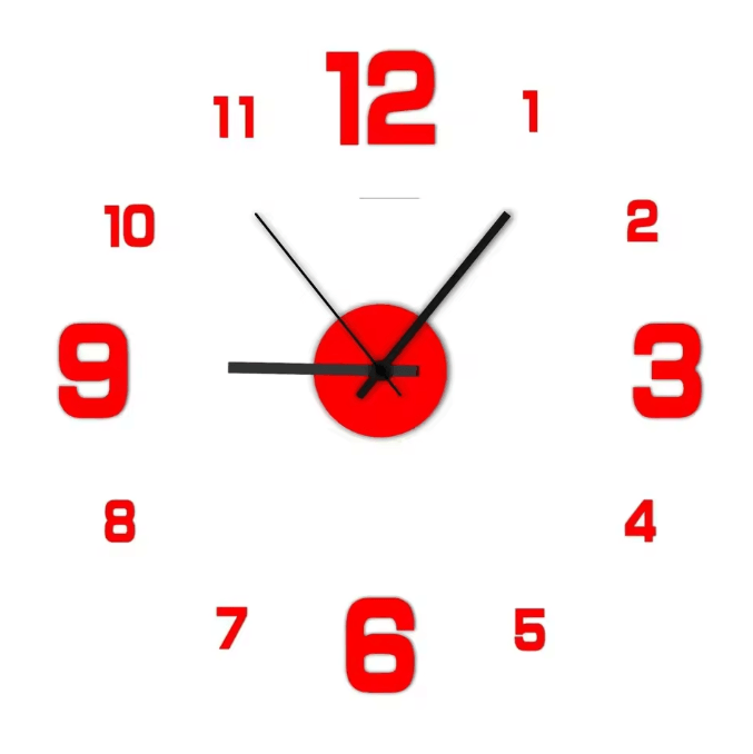Large DIY 3D Wall Clock – Modern Acrylic Mirror Frameless Wall Clock Decor for Living Room & Home
