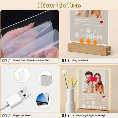 Custom Spotify Acrylic Music Plaque Lamp – Personalized Photo Frame Night Light Romantic Gift