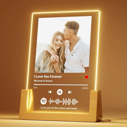 Custom Spotify Acrylic Music Plaque Lamp – Personalized Photo Frame Night Light Romantic Gift