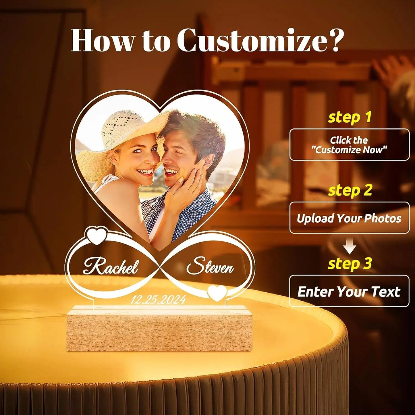 Custom Spotify Acrylic Music Plaque Lamp – Personalized Photo Frame Night Light Romantic Gift