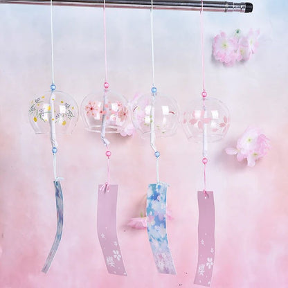 Japanese Sakura Glass Wind Chime Hanging Bell Decor