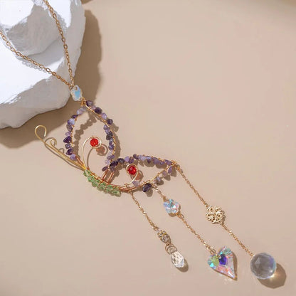Crystal Sun Moon Wind Chime Prism Suncatcher Decor