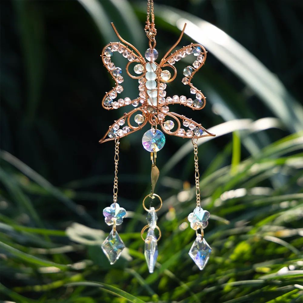 Crystal Sun Moon Wind Chime Prism Suncatcher Decor