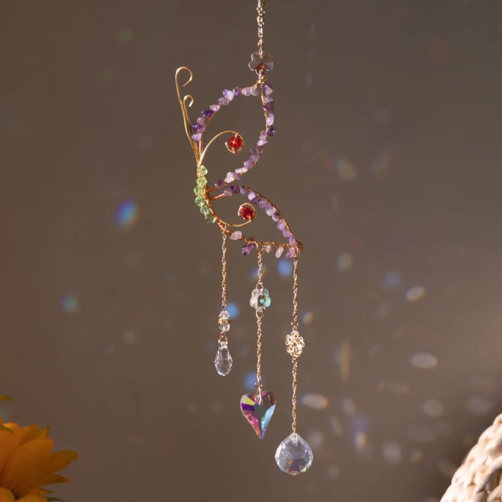 Crystal Sun Moon Wind Chime Prism Suncatcher Decor