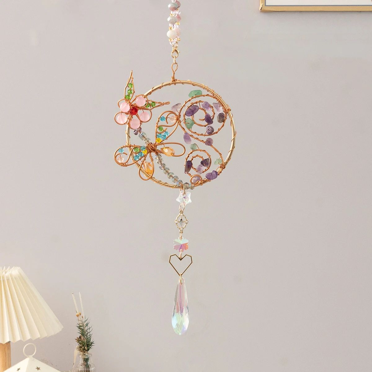 Crystal Sun Moon Wind Chime Prism Suncatcher Decor