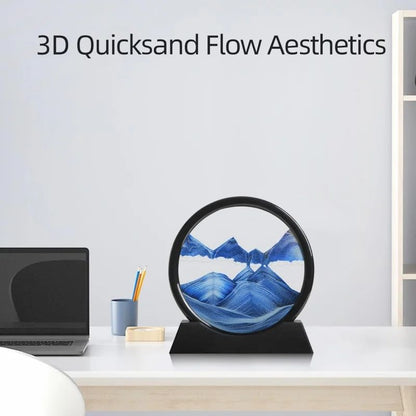 3D Moving Sand Art Hourglass Frame – Round Deep Sea Quicksand Glass Decor