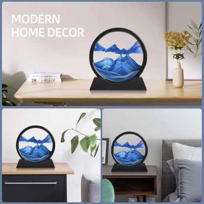 3D Moving Sand Art Hourglass Frame – Round Deep Sea Quicksand Glass Decor