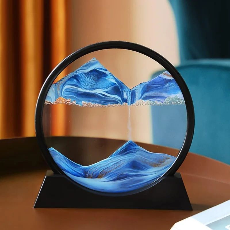 3D Moving Sand Art Hourglass Frame – Round Deep Sea Quicksand Glass Decor