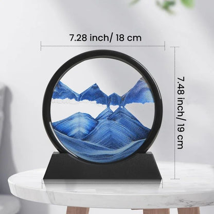 3D Moving Sand Art Hourglass Frame – Round Deep Sea Quicksand Glass Decor
