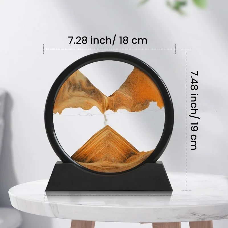 3D Moving Sand Art Hourglass Frame – Round Deep Sea Quicksand Glass Decor