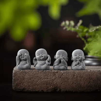 Cute Zen Monk Statue Set – Serene Meditation Decor for Home, Desk & Garden