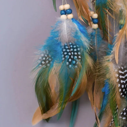 Tree of Life Dream Catcher Wind Chime – Vintage Boho Hanging Decor with Natural Feathers