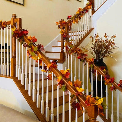 Harvest Glow Artificial Maple Leaf Garland for Fireplace, Wedding & Thanksgiving Decor
