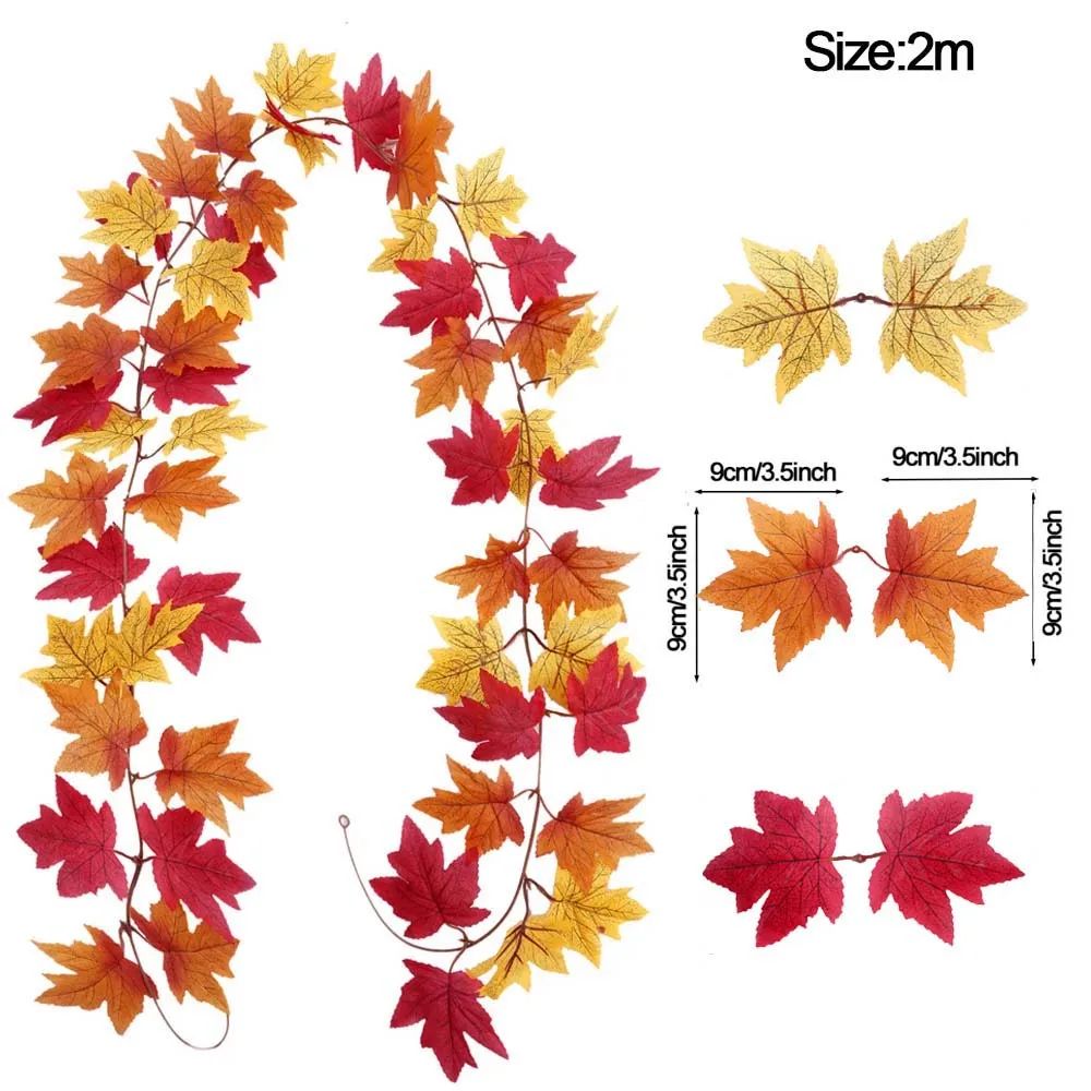 Harvest Glow Artificial Maple Leaf Garland for Fireplace, Wedding & Thanksgiving Decor