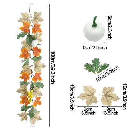 Harvest Glow Artificial Maple Leaf Garland for Fireplace, Wedding & Thanksgiving Decor