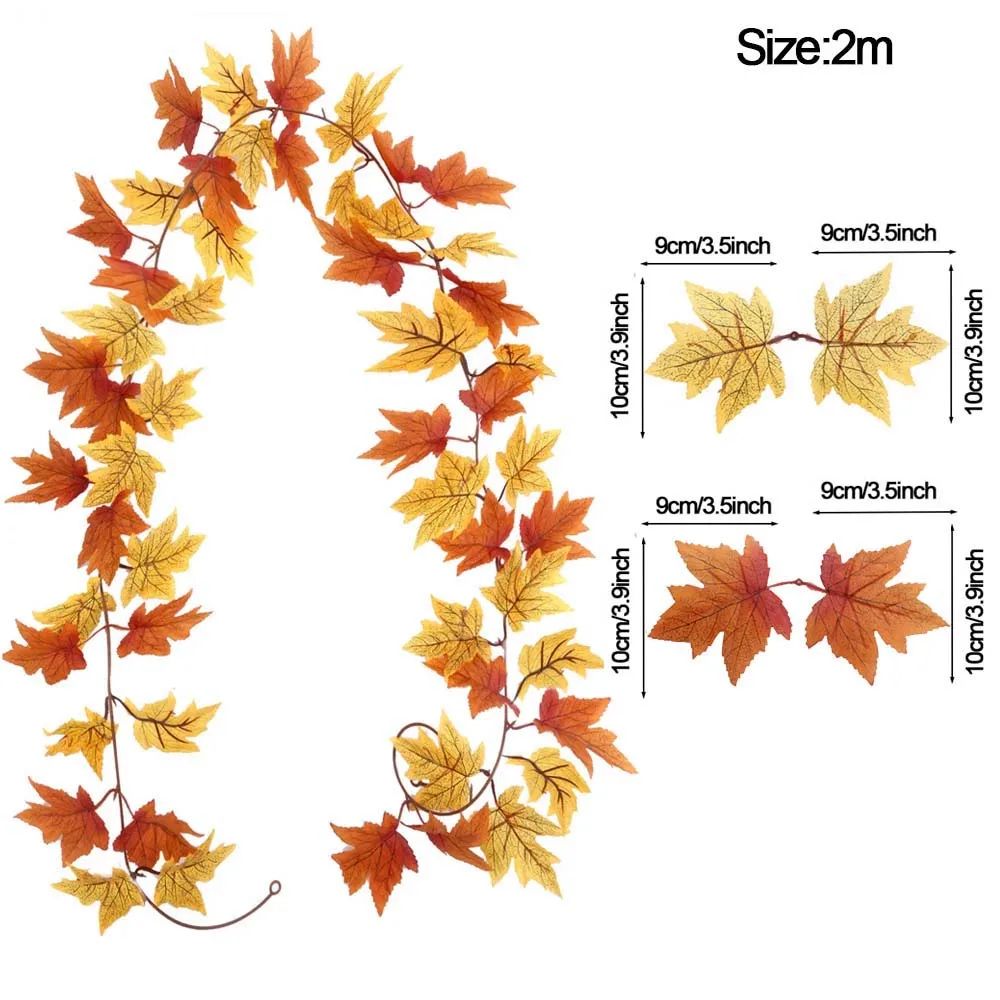Harvest Glow Artificial Maple Leaf Garland for Fireplace, Wedding & Thanksgiving Decor