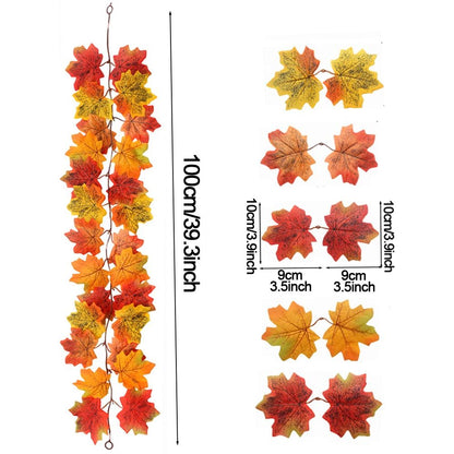 Harvest Glow Artificial Maple Leaf Garland for Fireplace, Wedding & Thanksgiving Decor