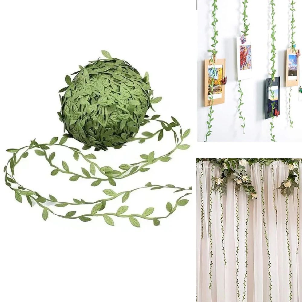 Artificial Vine Ribbon Green Leaf Garland for Wedding Greenery Decor and DIY Wreath Crafts