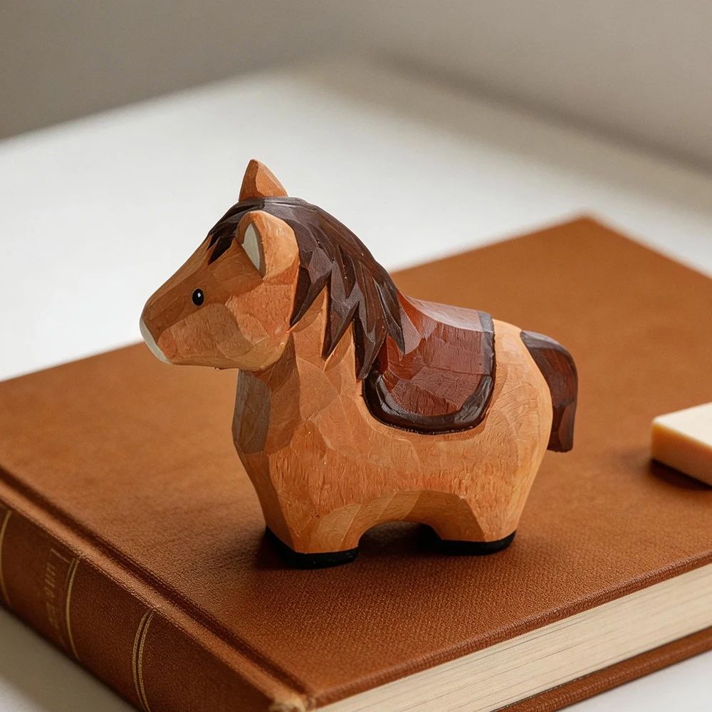 Handcrafted Wooden Horse Figurine – Rustic wooden horse decor for Home & Desk Display