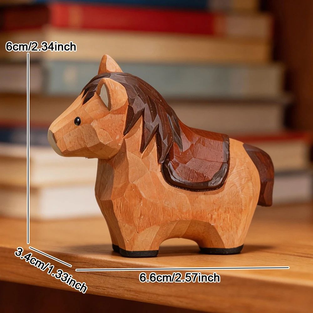 Handcrafted Wooden Horse Figurine – Rustic wooden horse decor for Home & Desk Display