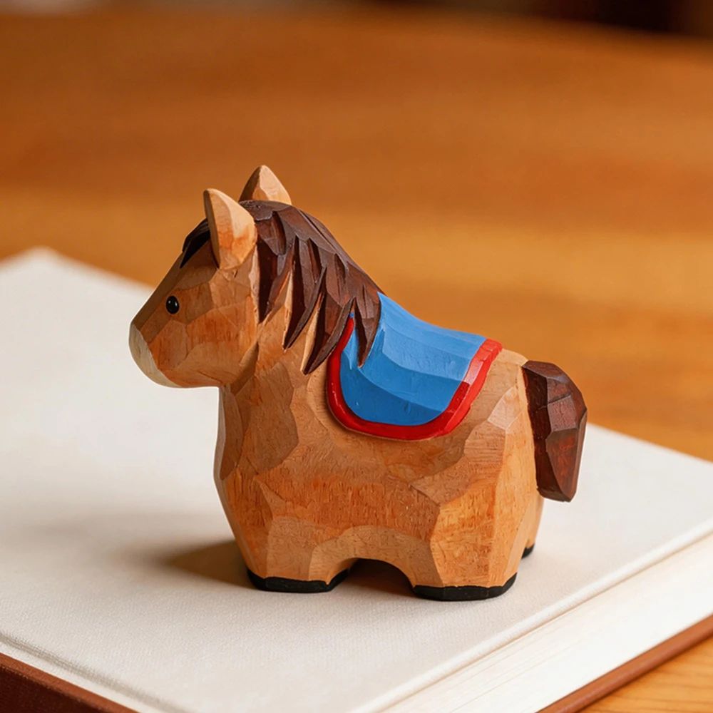 Handcrafted Wooden Horse Figurine – Rustic wooden horse decor for Home & Desk Display