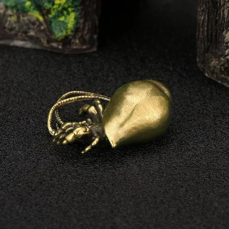 Vintage Brass Hermit Crab Figurine – Handmade Copper Sea Animal Desktop Decor