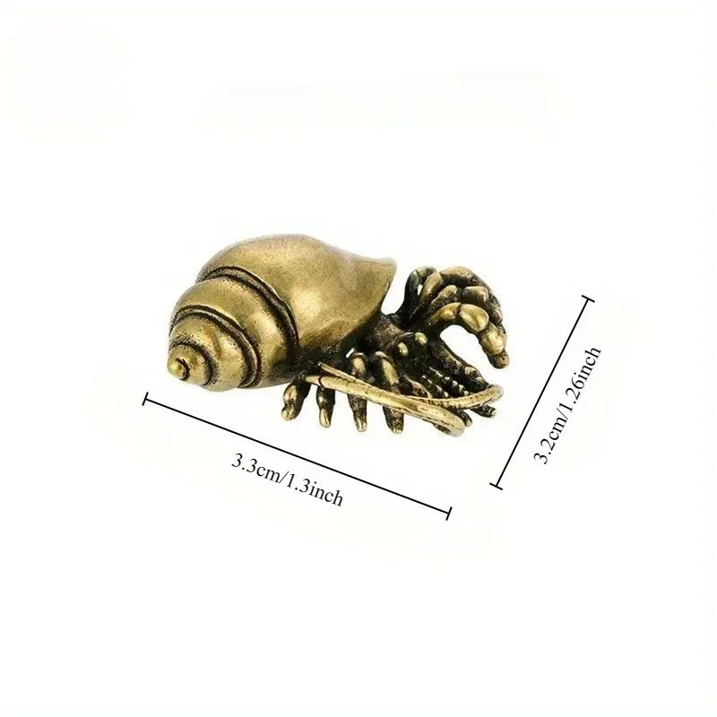 Vintage Brass Hermit Crab Figurine – Handmade Copper Sea Animal Desktop Decor