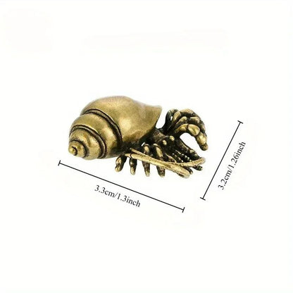 Vintage Brass Hermit Crab Figurine – Handmade Copper Sea Animal Desktop Decor