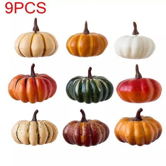 HarvestGlow Artificial Pumpkins for Thanksgiving Table Decor and DIY Fall Centerpieces (9pcs)