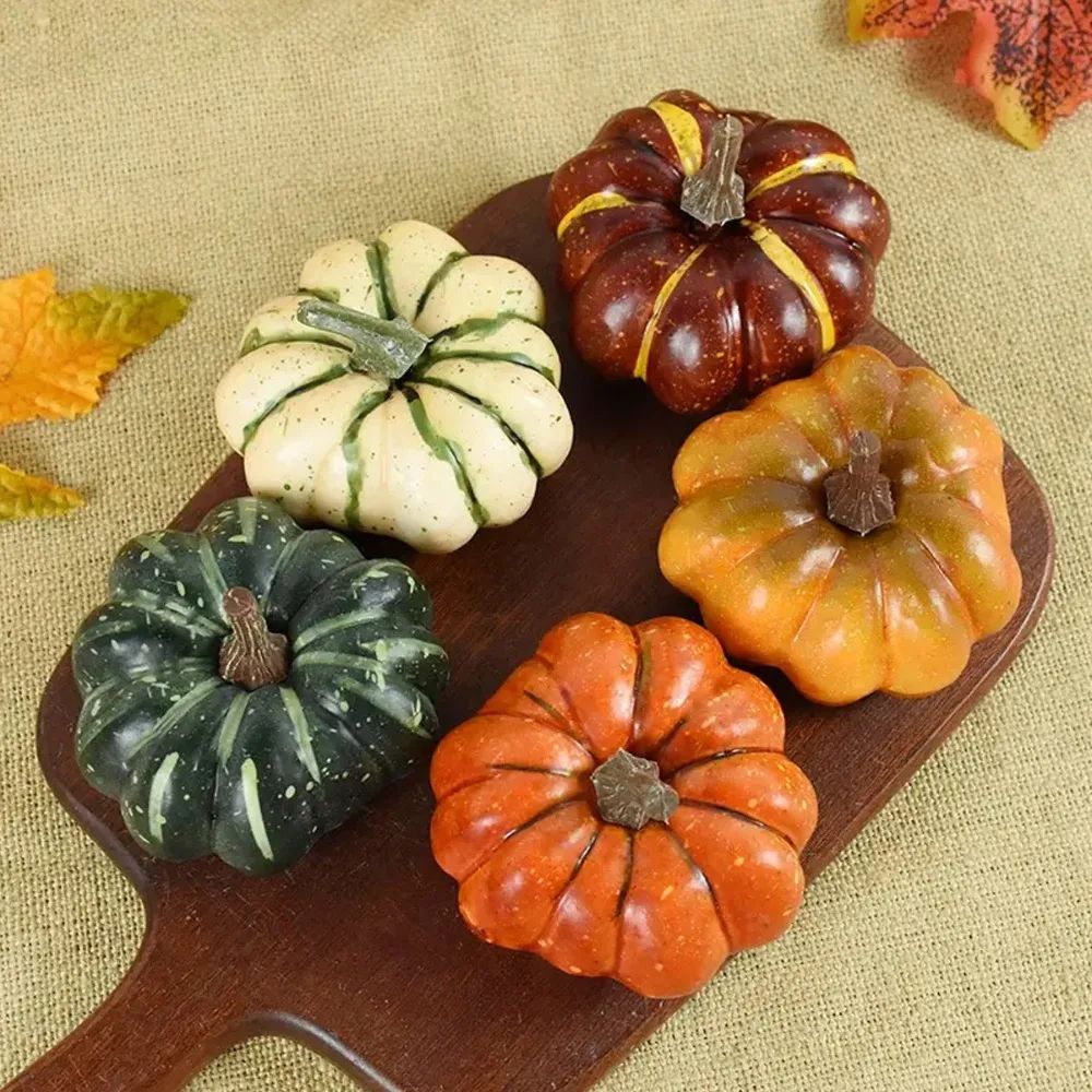 HarvestGlow Artificial Pumpkins for Thanksgiving Table Decor and DIY Fall Centerpieces (9pcs)