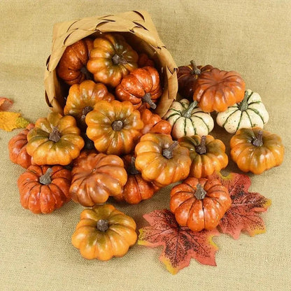 HarvestGlow Artificial Pumpkins for Thanksgiving Table Decor and DIY Fall Centerpieces (9pcs)