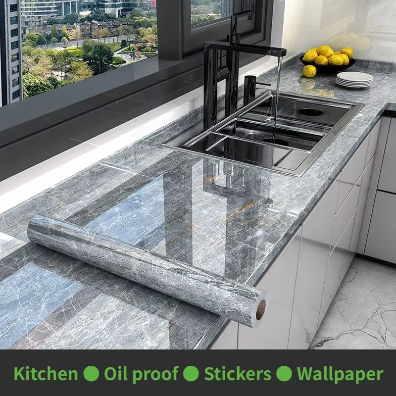 Marble Peel and Stick Wallpaper Waterproof Self Adhesive Kitchen Wall Sticker Roll