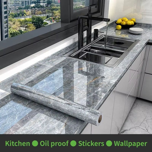 Marble Peel and Stick Wallpaper Waterproof Self Adhesive Kitchen Wall Sticker Roll