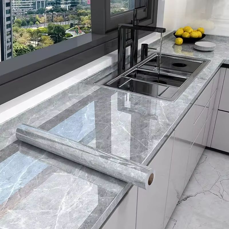 Marble Peel and Stick Wallpaper Waterproof Self Adhesive Kitchen Wall Sticker Roll