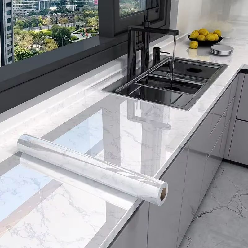 Marble Peel and Stick Wallpaper Waterproof Self Adhesive Kitchen Wall Sticker Roll