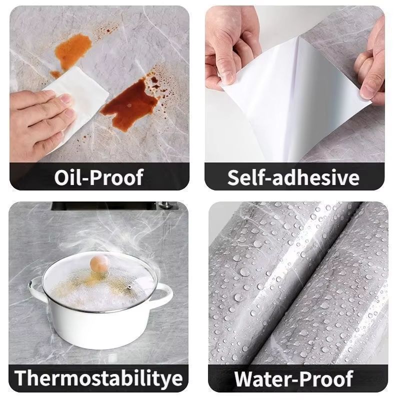 Marble Peel and Stick Wallpaper Waterproof Self Adhesive Kitchen Wall Sticker Roll