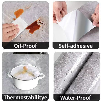 Marble Peel and Stick Wallpaper Waterproof Self Adhesive Kitchen Wall Sticker Roll
