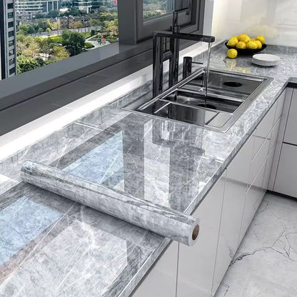 Marble Peel and Stick Wallpaper Waterproof Self Adhesive Kitchen Wall Sticker Roll