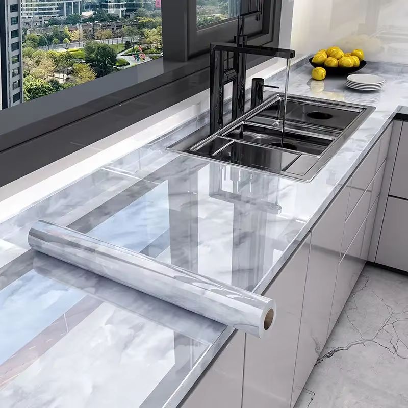 Marble Peel and Stick Wallpaper Waterproof Self Adhesive Kitchen Wall Sticker Roll
